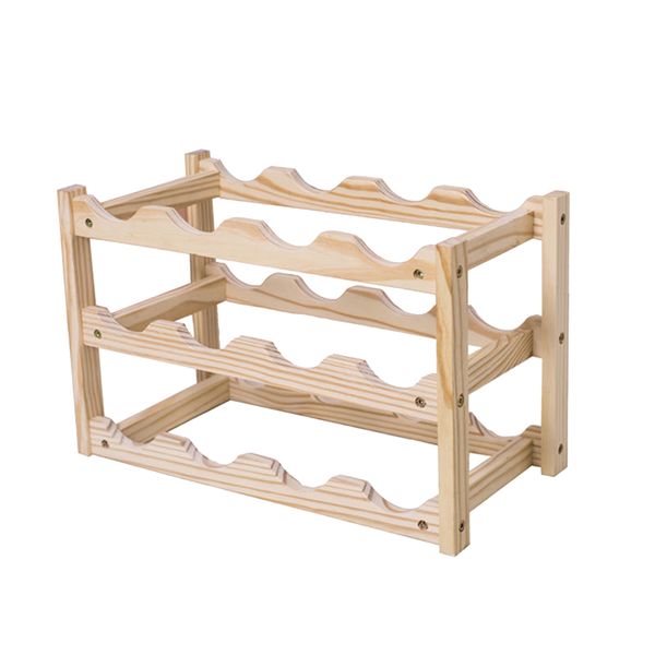 3 Tiers 12 Bottle Wine Holder Rack - Wood Color