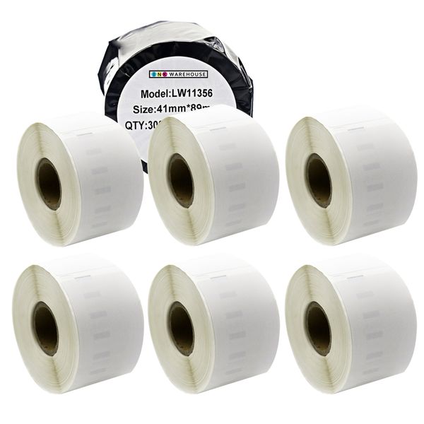 Dymo 11356 Label Rolls 41mm x 89mm LW CD/DVD Label - COMPATIBLE X 6