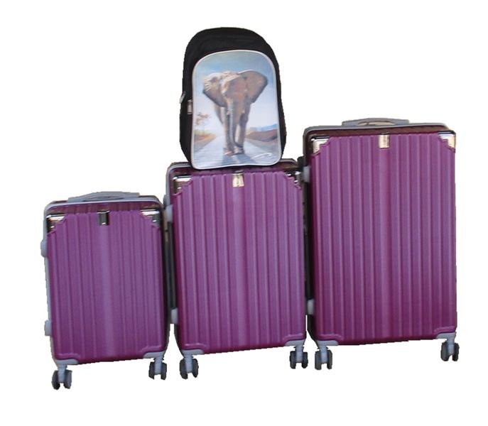 Purple 3-Piece ABS Luggage Set with Spinner Wheels with Kids Ladybug Backpack