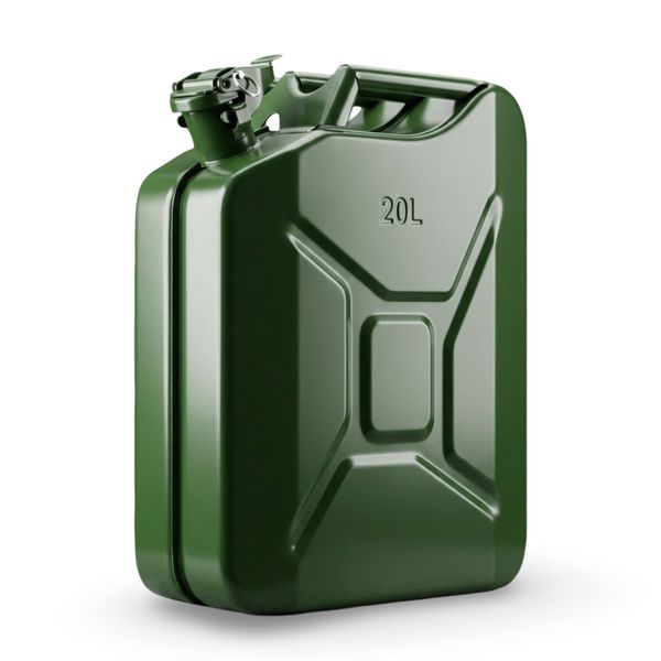 Military-Style Metal Jerry Can with Locking Pin - Olive Green - 20L