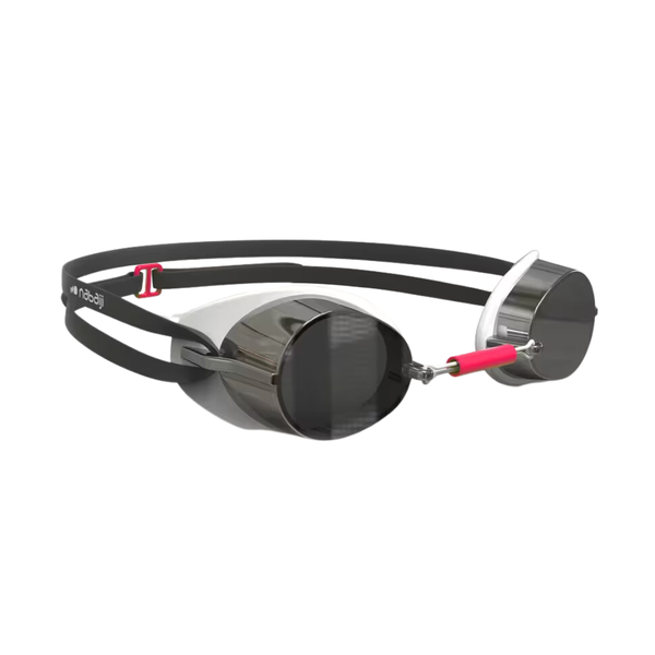 Nabaiji Swedish Swimming Goggles - Mirrored lenses - Single size - Black Red