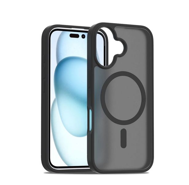 Black Matte MagSafe Compatible Phone Case For iPhone Series 16