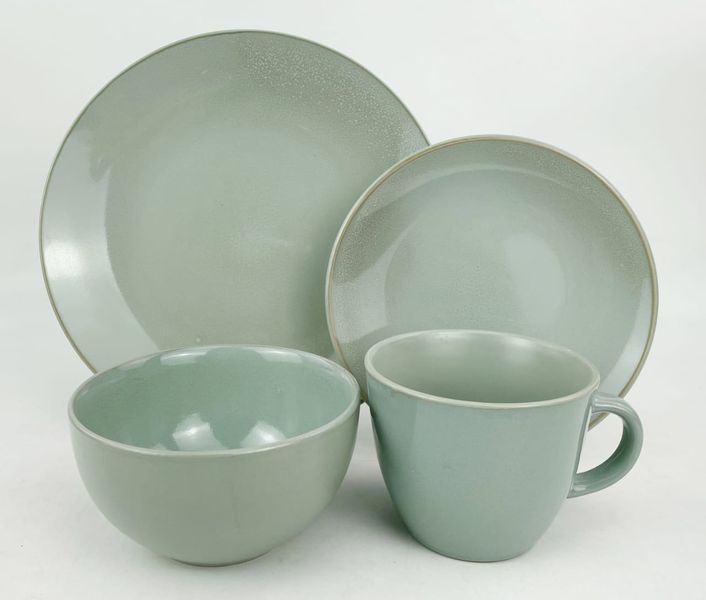 Dream World 16 Piece Rounded Ceramic Dinnerware Set - Green