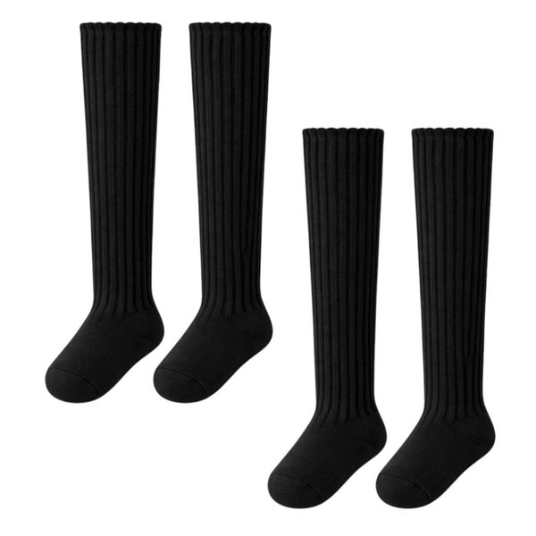 2 Pack - Over The Knee Socks With Rubber Pads For Toddlers - Black