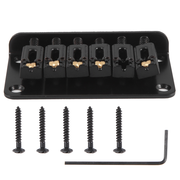 Hardtail Guitar Bridge Body Through for 6 String Electric Parts Black