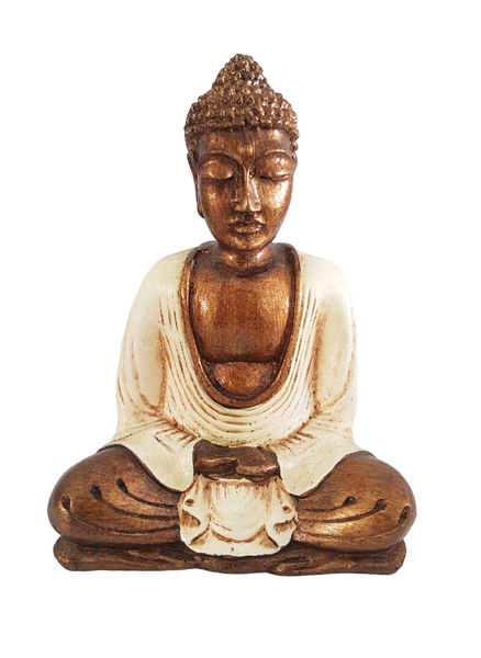 Buddha Ornament Meditating - 17cm - Gold - White