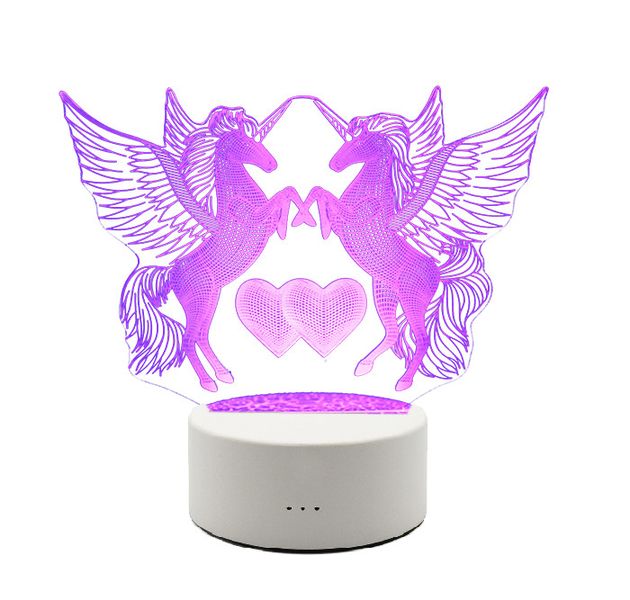 3D LED: Unicorn Love Optical Illusion Lamps Light - Smart Touch - Remote