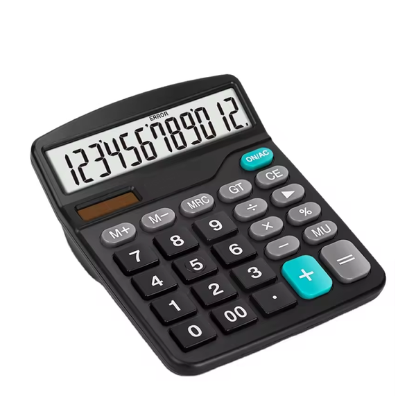 12 Digit Dual Power Energy Saving Calculator
