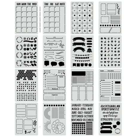 20 Pcs Bullet Journal Stencil Plastic Planner Set for DIY Drawing