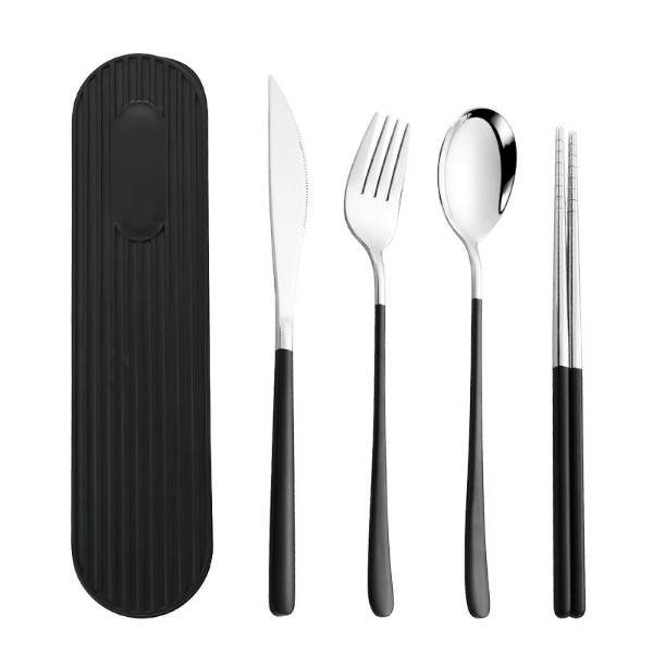 6-Piece Travel Silverware Utensils Set- Silver
