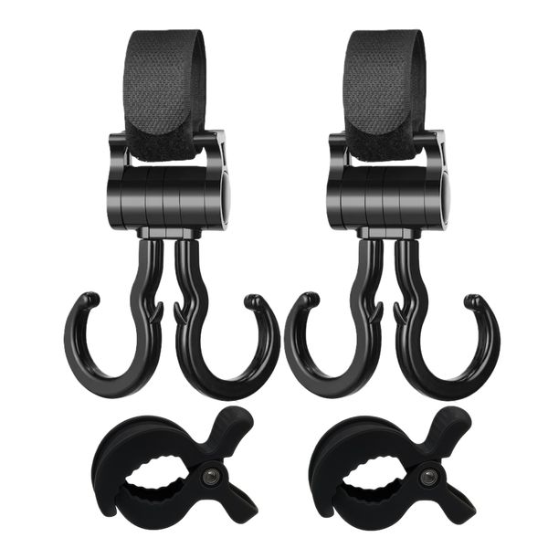Baby Stroller Clips Set - Double Hook Clips &amp; Multi-Purpose Crocodile Clips
