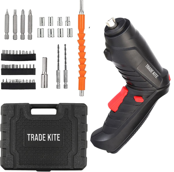 Trade Kite Cordless Rechargeable Screwdriver Set with LED Light - 47 Piece