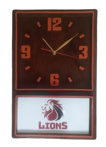 Retro Box Clock (Orange) Lions Rugby (44)