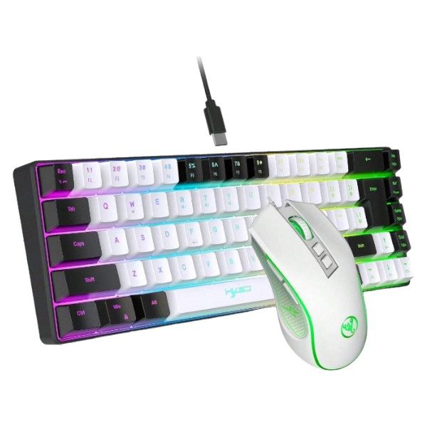 HXSJ - Wired Keyboard &amp; Mouse With RGB Backlighting - White