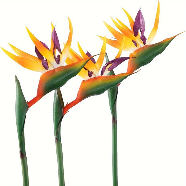3Piece Artificial Heaven Bird Flowers Faux Silk Plants