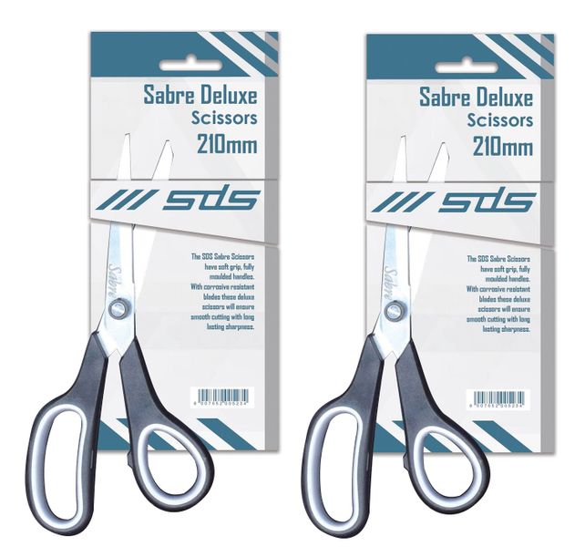 SDS Sabre Deluxe Scissors Black Handle - 140mm - 2 Pack