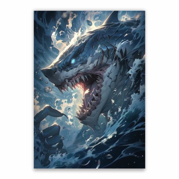 Monstrous Shark In Ocean Poster - A1