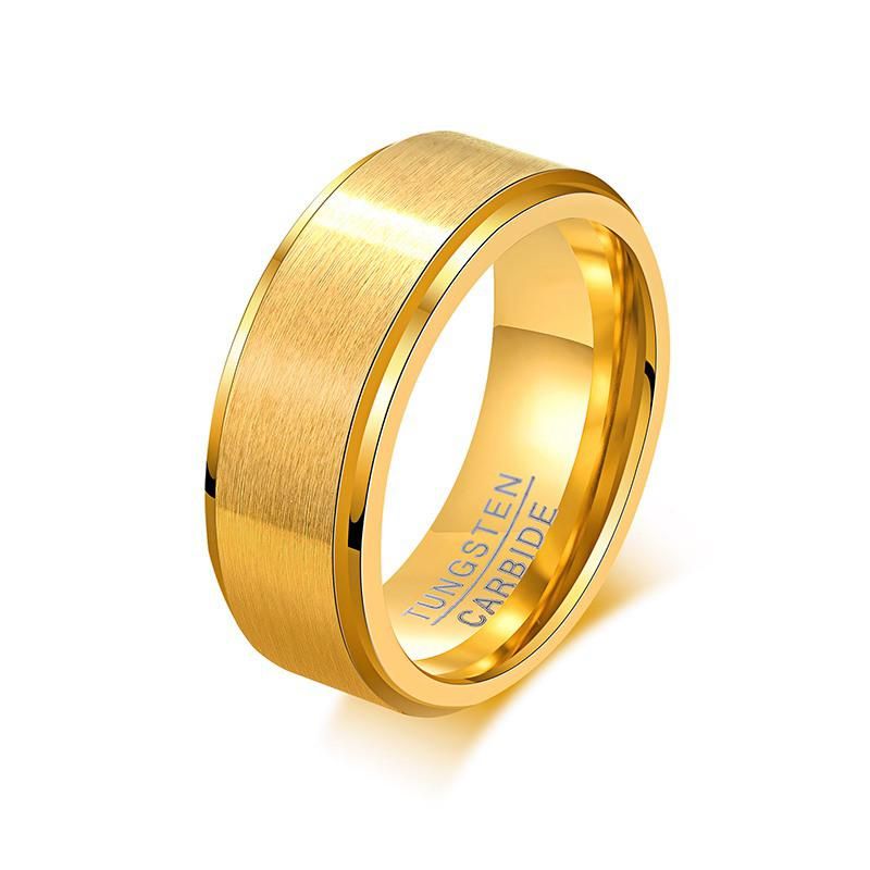 Tech Ten - Mens 8MM Tungsten Carbide Ring - Full Gold | Shop Today. Get ...