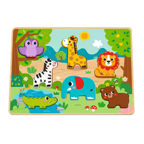 hi Pando - Chunky Wooden Puzzle - Wild Animals - 8pcs