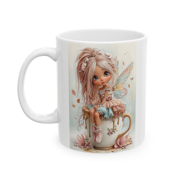 Fairy Mug - Fairy Sitting on Cup Illustration