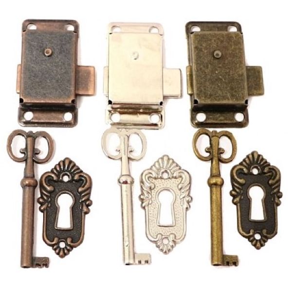 Decor DIY 3 Pieces Bronze Style Vintage Cabinet Door Lock (5.3cm x 2.6cm)