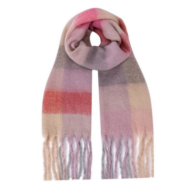 SoGood-Candy - Oversized Colour Block Scarf - Pink Multi