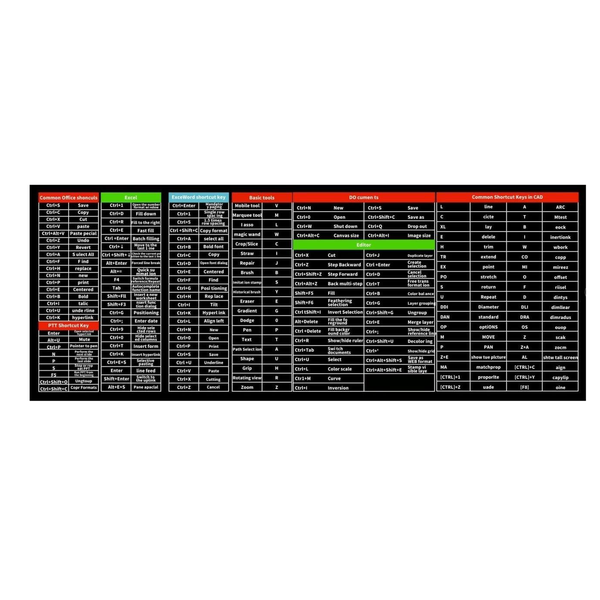 80cm x 30cm Large Anti-Slip Base Shortcut Keys Mouse Pad Mouse Mat