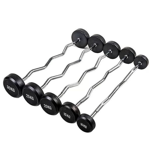 AFRI101 Rubber Fixed Barbell (EZ Curl)