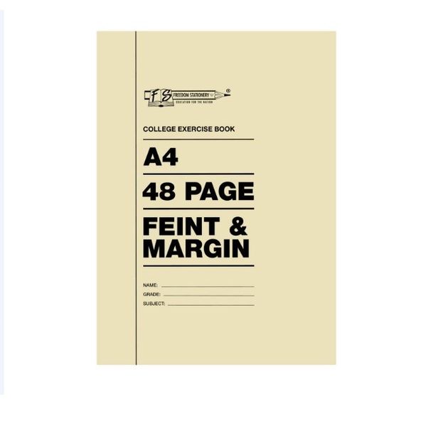 Freedom Stationery- A4 48 Page Feint &amp; Margin Exercise Book (Pack Of 25)