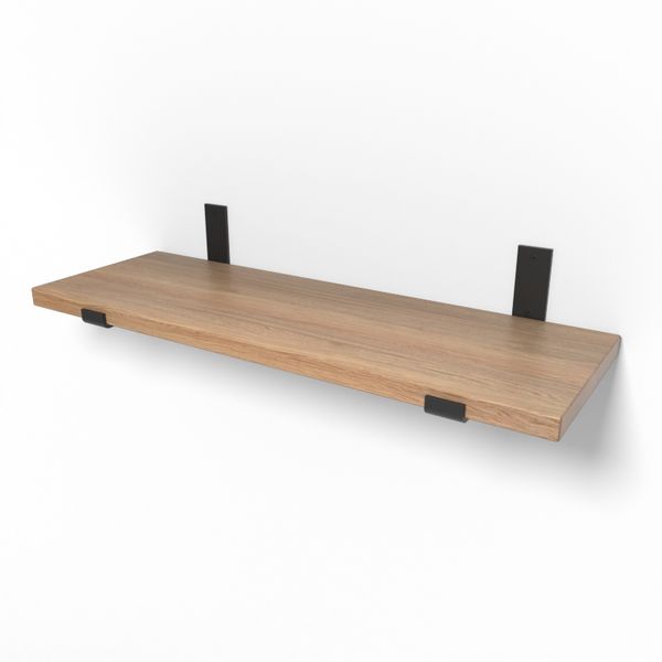 The Schnauzer Co - Solid Oak Shelf with J-Brackets - 90 x 20 x 2.2cm
