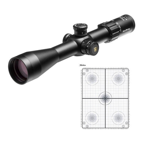 Nikko Stirling Diamond FFP 6-24x50 HMD 34MM with 3 x Tactica Zeroing Target