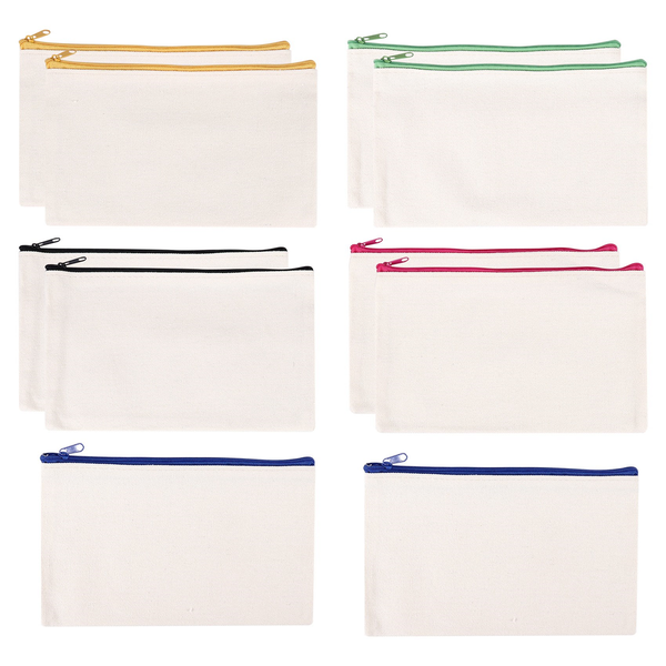 10Pcs Canvas Bags Zipper Pouch Bags Pencil Case Colorful Zipper
