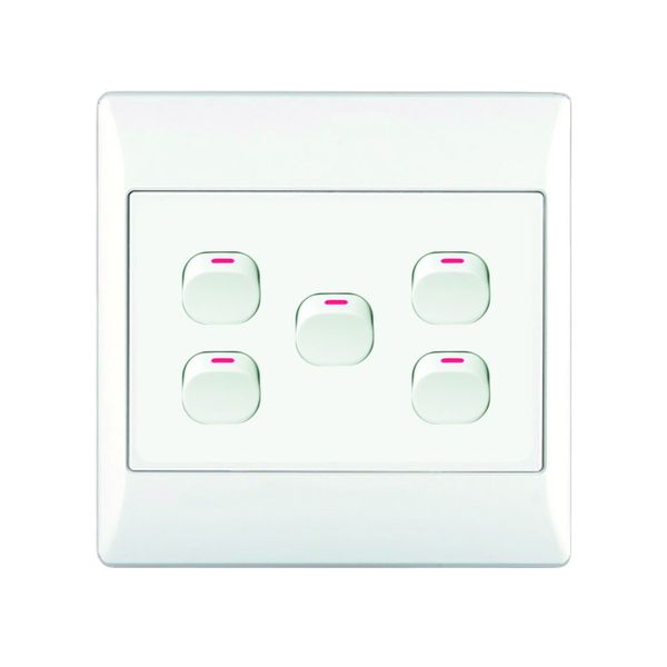 ACDC - 5-Lever 1-Way Switch 4x4 With White Cover Plate