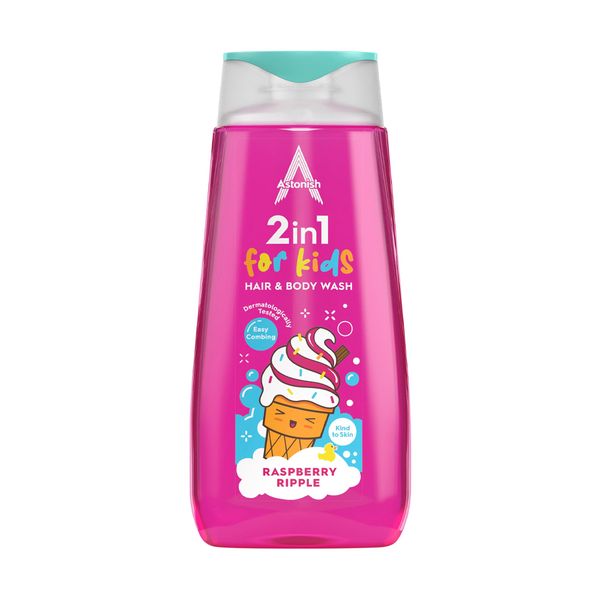 Astonish 2in1 Hair &amp; Body Wash Raspberry Ripple for Kids - 400ml (Vegan)