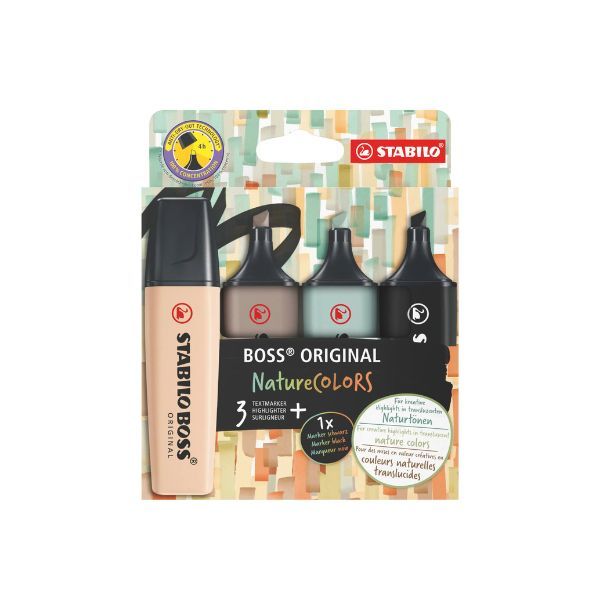 Stabilo Boss Nature Colors 3 Highlighters + 1 Marker