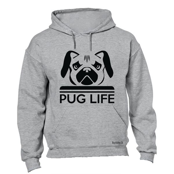 Pug Life - Mens - Hoodie - Grey