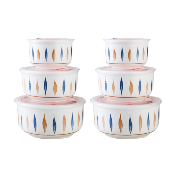 6-Piece Ceramic Food Bowl with Lid