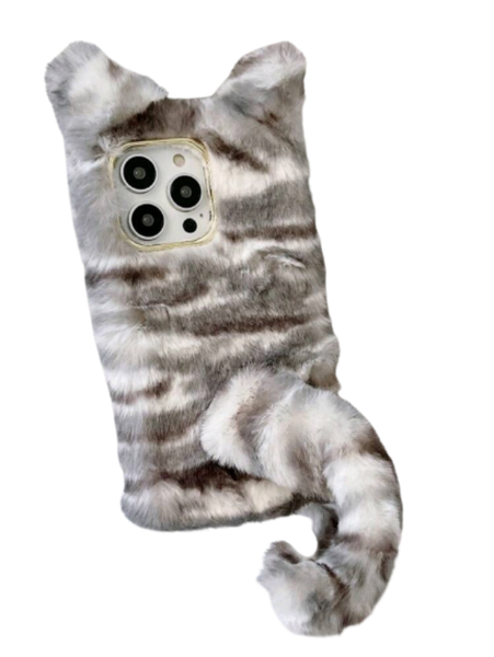 Plush Animal Tail Decor Phone Case Compatible with iPhone