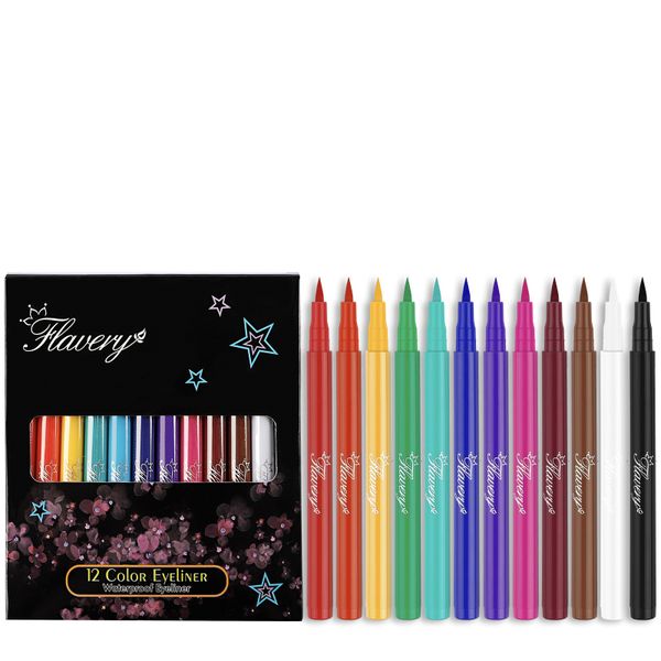 XRK Eyeliner Set Rainbow Colorful Eyeliner Soft and Hyper Sharp Tip Brush
