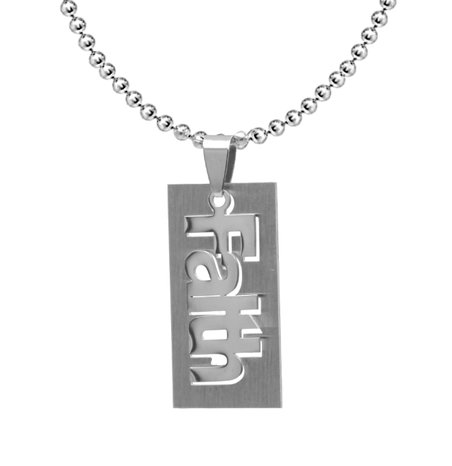 Stainless Steel FAITH Pendant & Chain Wear Your Belief in Style