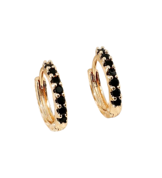 Copper Mini Hoop Earrings - Chic Design with Stone Embellishments