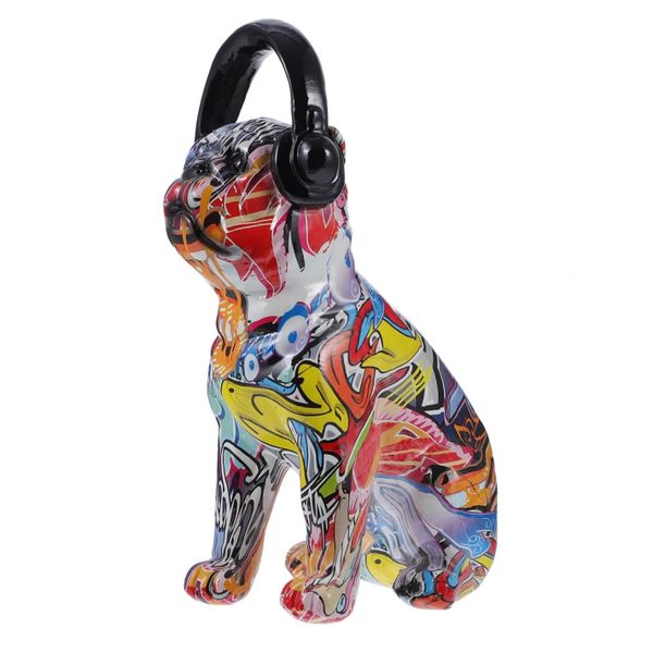 French Bulldog with Headphones Resin Ornament - Graffiti - 13x721x30cm