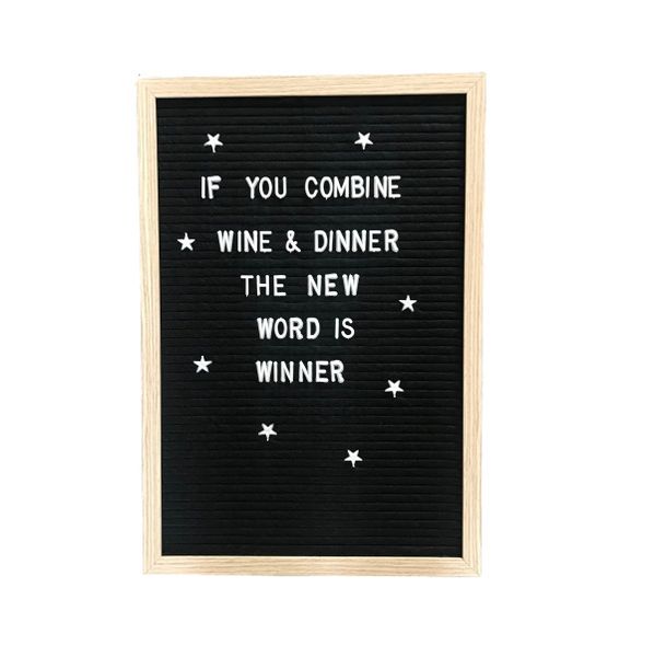 Large Wood &amp; Black Felt Letter Boards - (48 x 33cm) Set of 2