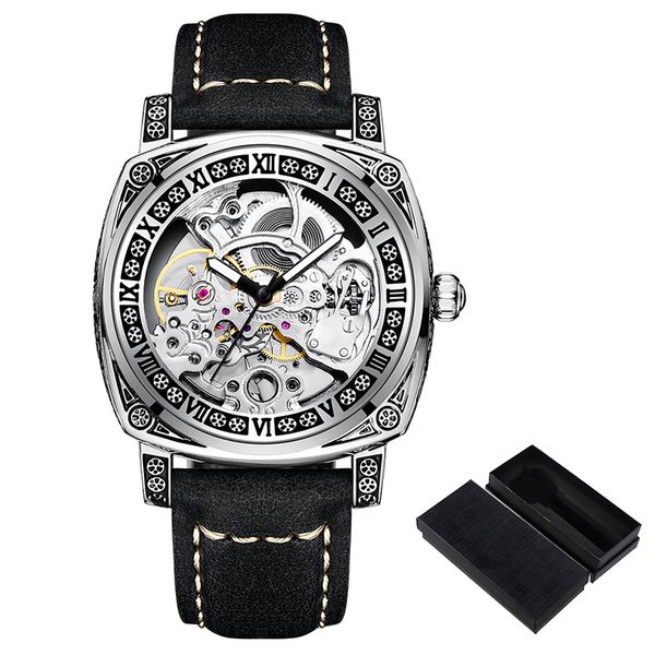 Luminous Waterproof Mechanical Watch Men Casual Business Leather Wristwatch