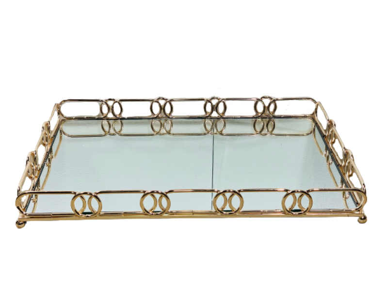 Tray 44.5x30x5cm Mirror Rectangular With Rose Gold Frame RVT-003