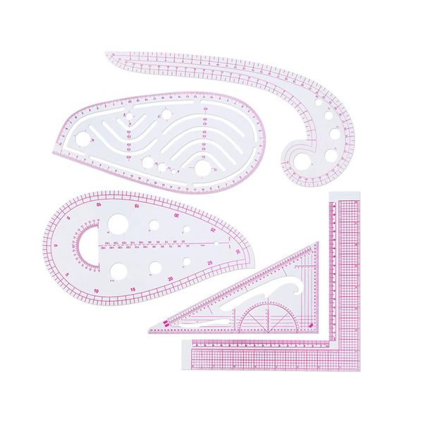 5 Pcs French Curve Transparent Ruler Metric Ruler Measure Sewing Tool Set