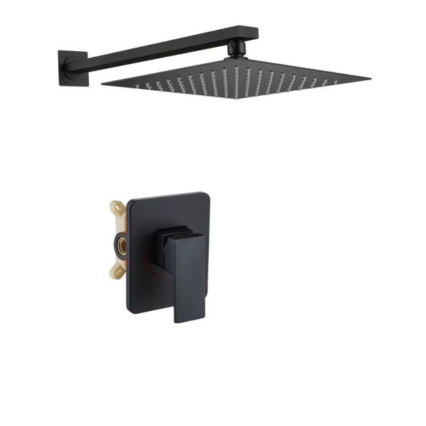 R&B 8" Square Shower Head, Square Shower Arm & Shower Mixer Set Matt