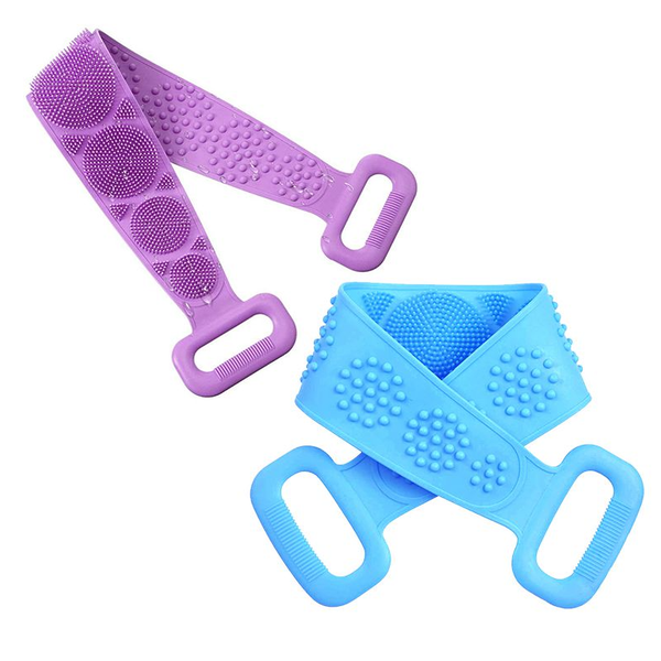 2 Pieces Double Sided Silicone Scrubber Strap Massager Band - 72cm