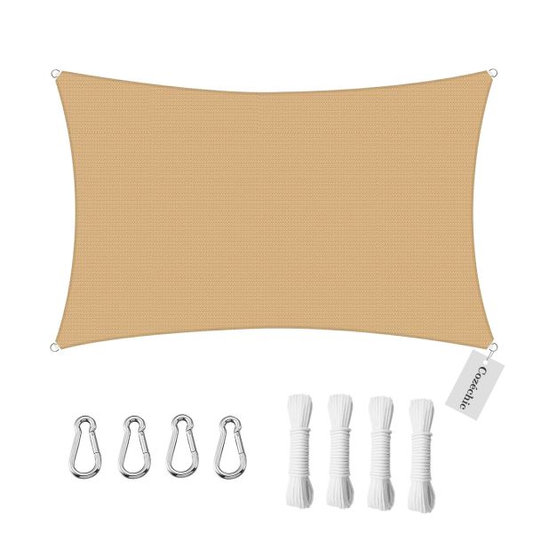 Cozéchic - 3x5m Sun Shade Sail UV Block Patio Shade with Hardware Kit