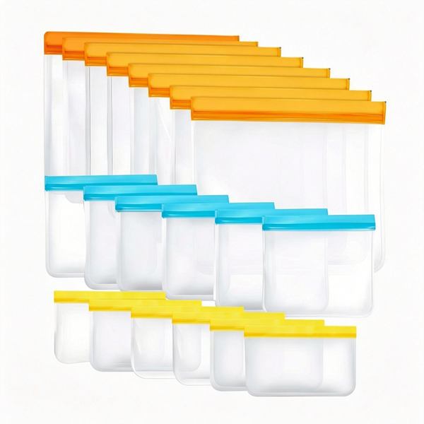 20 Pack Silicone Freezer Bags - BPA-Free, Food-Grade Material